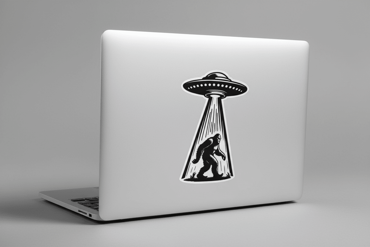  - Bigfoot Abduction Sticker | Cryptids, Alien & UFO | Vinyl Decal from Crypto Zoo Tees