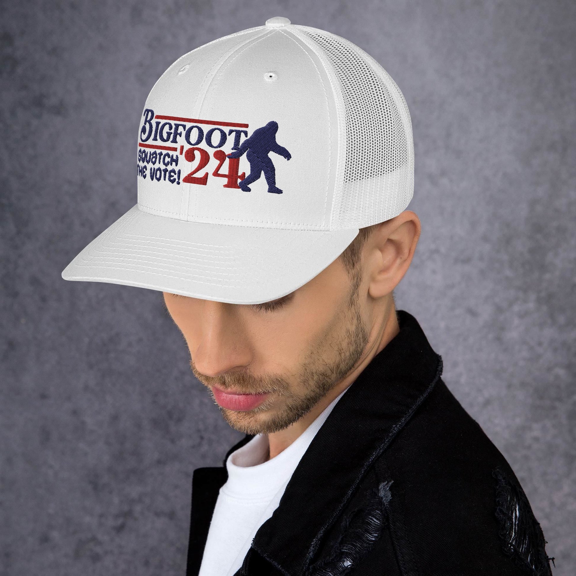  - BIGFOOT FOR PRESIDENT '24 Squatch The Vote - Trucker Cap from Crypto Zoo Tees