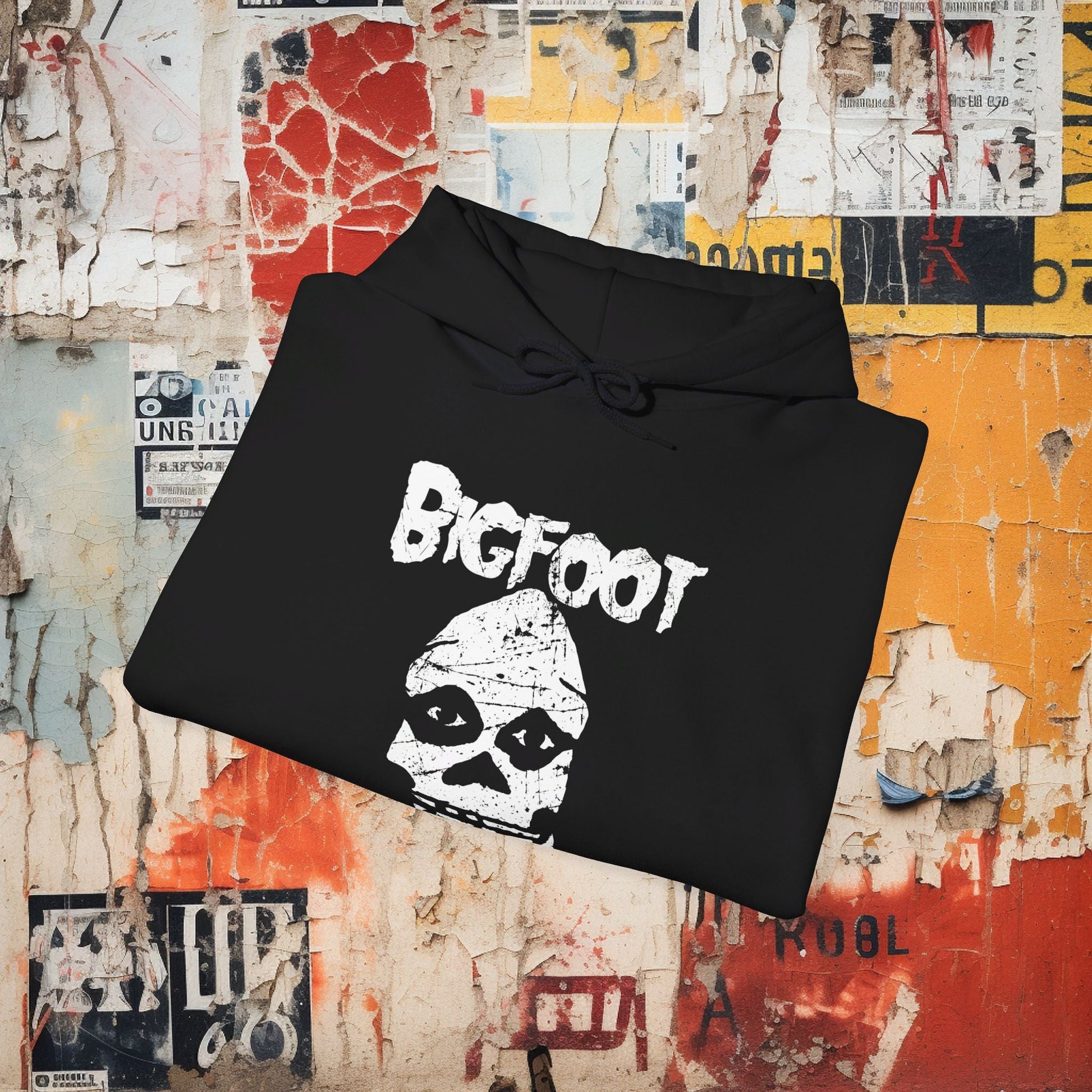 Hoodie - Bigfoot Hardcore Punk Misfits Style Sasquatch Skull | Hoodie | Hooded Sweatshirt from Crypto Zoo Tees