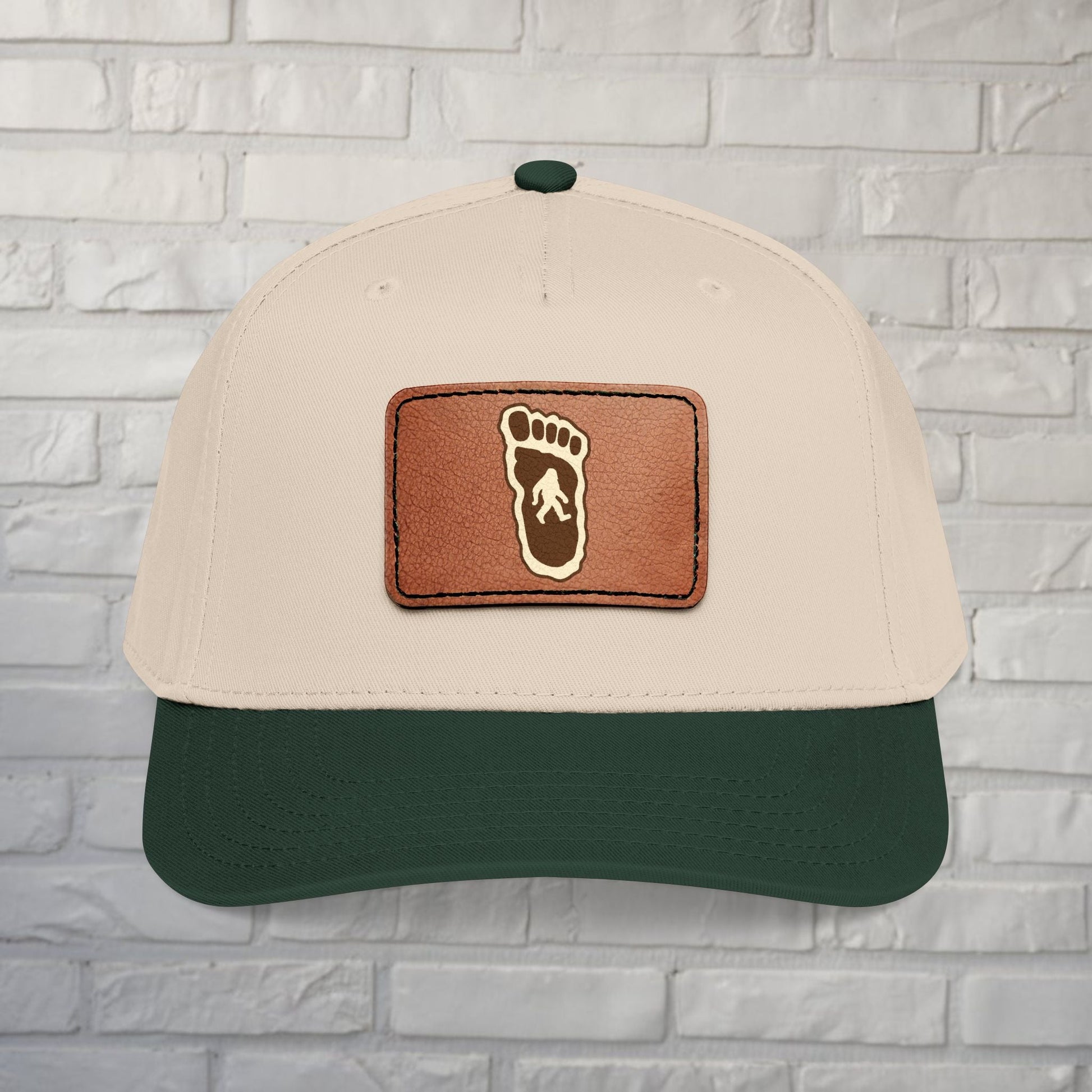 Hats - Bigfoot Hat | Embroidered Leather Patch Cap | Bigfoot, Cryptids from Crypto Zoo Tees