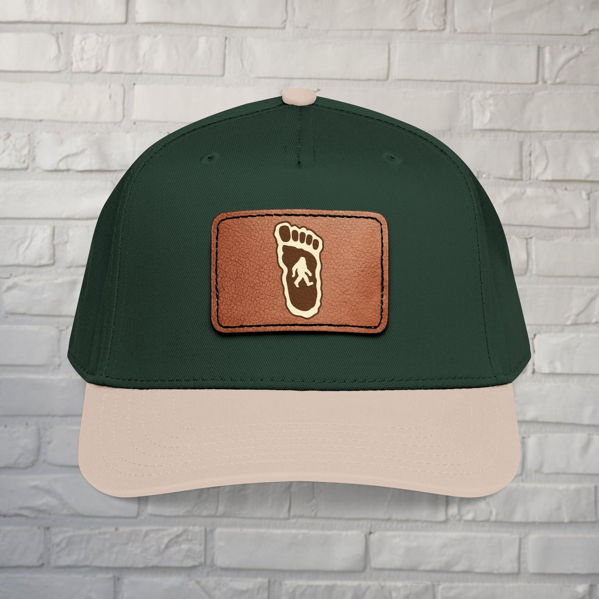 Hats - Bigfoot Hat | Embroidered Leather Patch Cap | Bigfoot, Cryptids from Crypto Zoo Tees