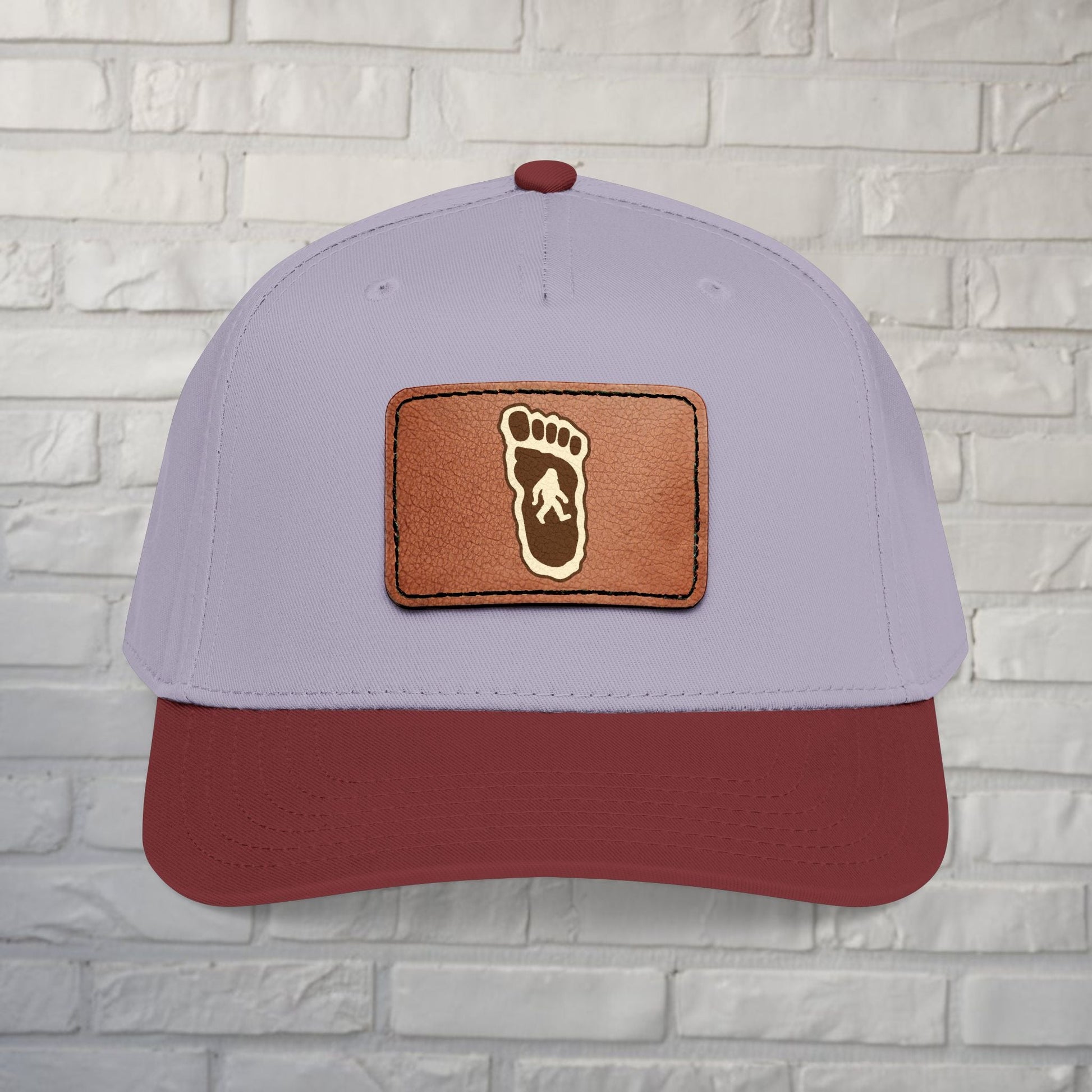 Hats - Bigfoot Hat | Embroidered Leather Patch Cap | Bigfoot, Cryptids from Crypto Zoo Tees