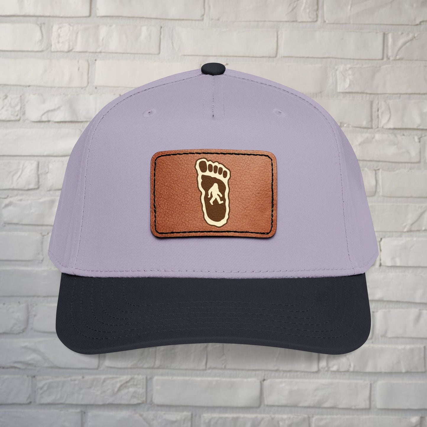 Hats - Bigfoot Hat | Embroidered Leather Patch Cap | Bigfoot, Cryptids from Crypto Zoo Tees