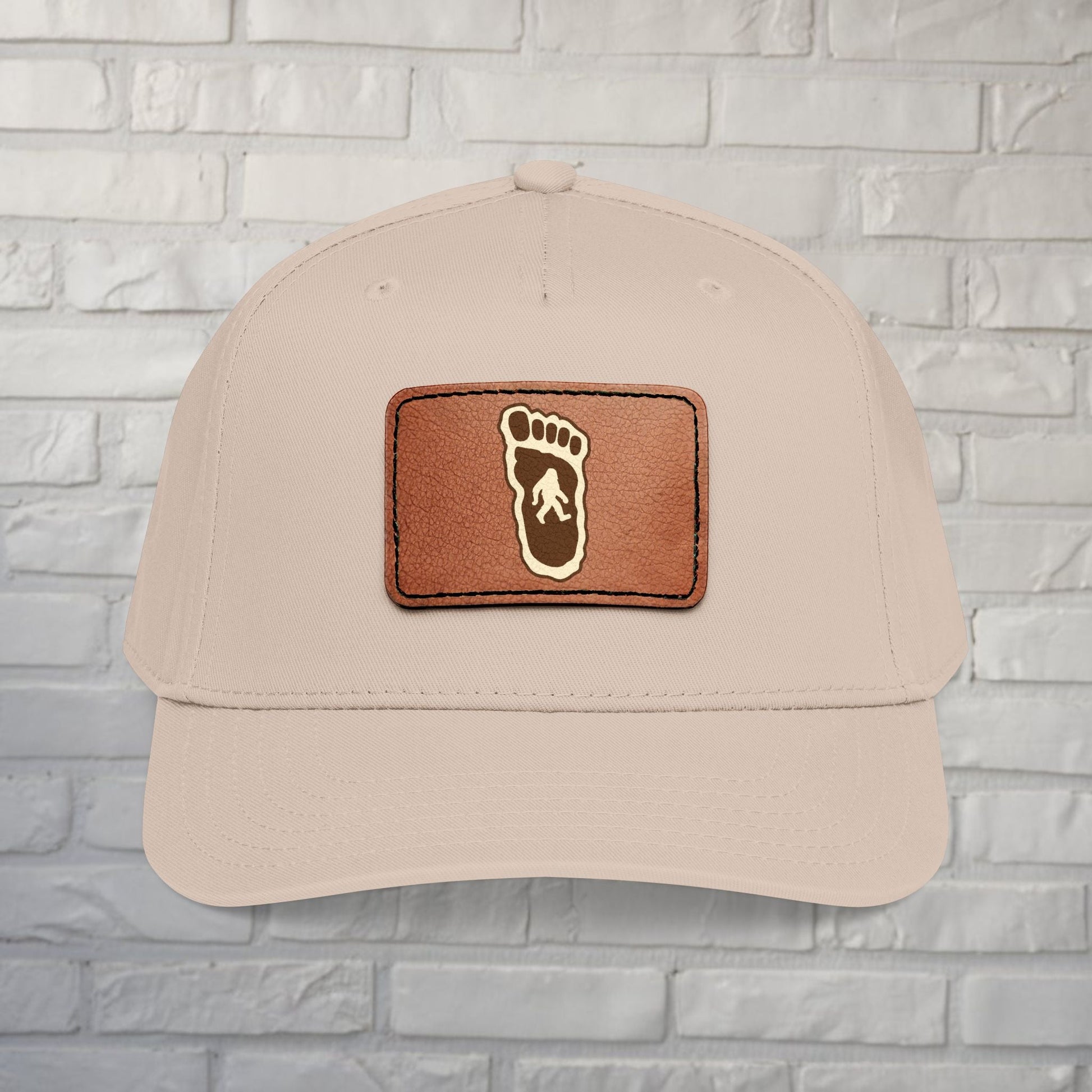 Hats - Bigfoot Hat | Embroidered Leather Patch Cap | Bigfoot, Cryptids from Crypto Zoo Tees