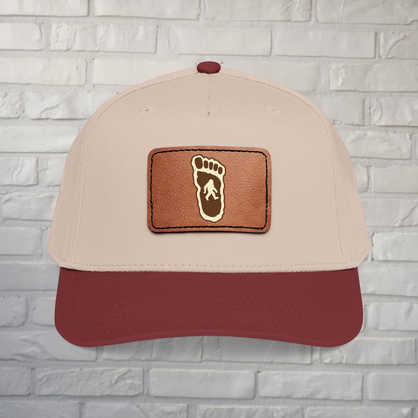 Hats - Bigfoot Hat | Embroidered Leather Patch Cap | Bigfoot, Cryptids from Crypto Zoo Tees