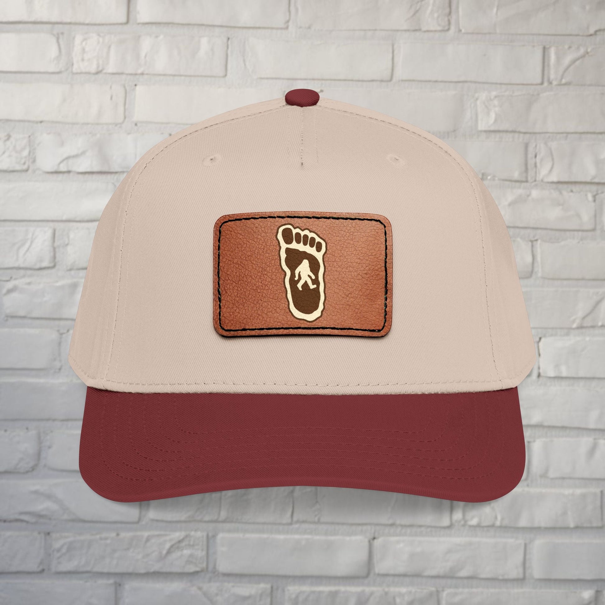 Hats - Bigfoot Hat | Embroidered Leather Patch Cap | Bigfoot, Cryptids from Crypto Zoo Tees