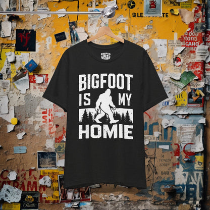 T-Shirt - Bigfoot is my Homie Funny Sasquatch T-shirt | Bella + Canvas Unisex T-shirt from Crypto Zoo Tees