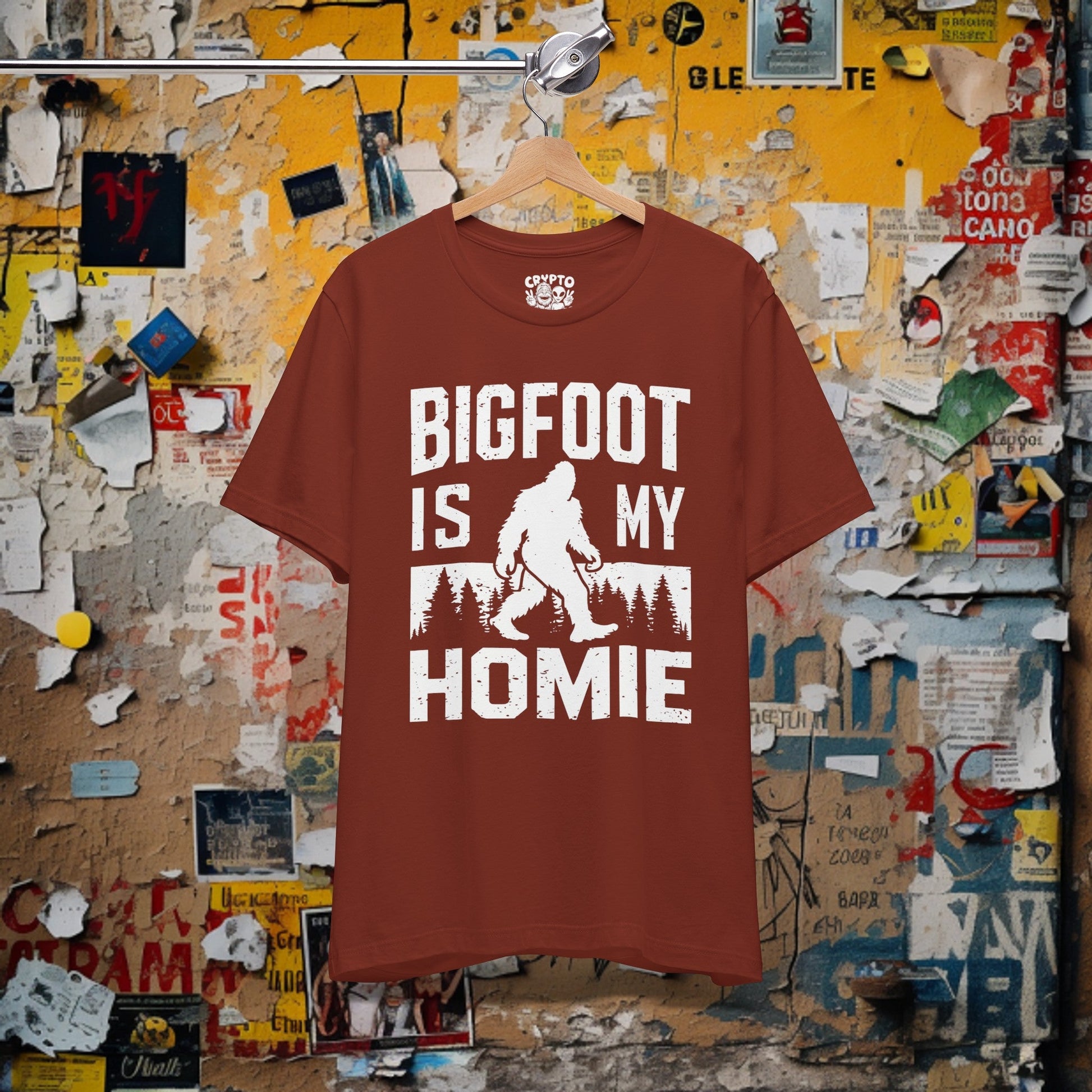 T-Shirt - Bigfoot is my Homie Funny Sasquatch T-shirt | Bella + Canvas Unisex T-shirt from Crypto Zoo Tees