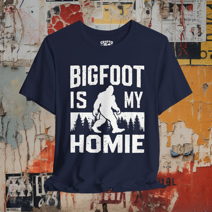 T-Shirt - Bigfoot is my Homie Funny Sasquatch T-shirt | Bella + Canvas Unisex T-shirt from Crypto Zoo Tees