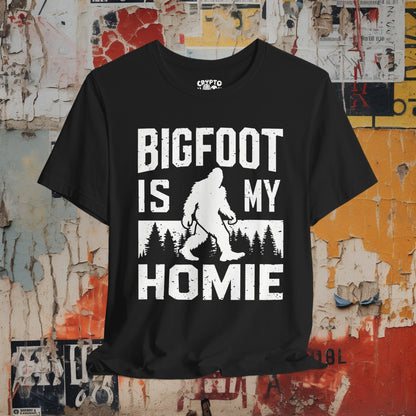 T-Shirt - Bigfoot is my Homie Funny Sasquatch T-shirt | Bella + Canvas Unisex T-shirt from Crypto Zoo Tees