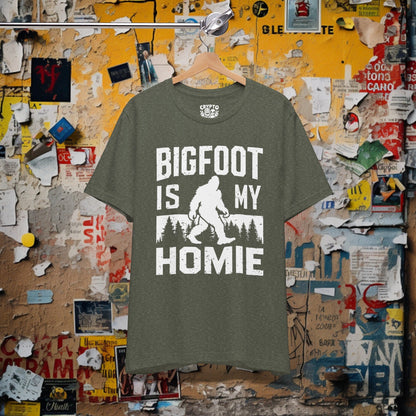 T-Shirt - Bigfoot is my Homie Funny Sasquatch T-shirt | Bella + Canvas Unisex T-shirt from Crypto Zoo Tees