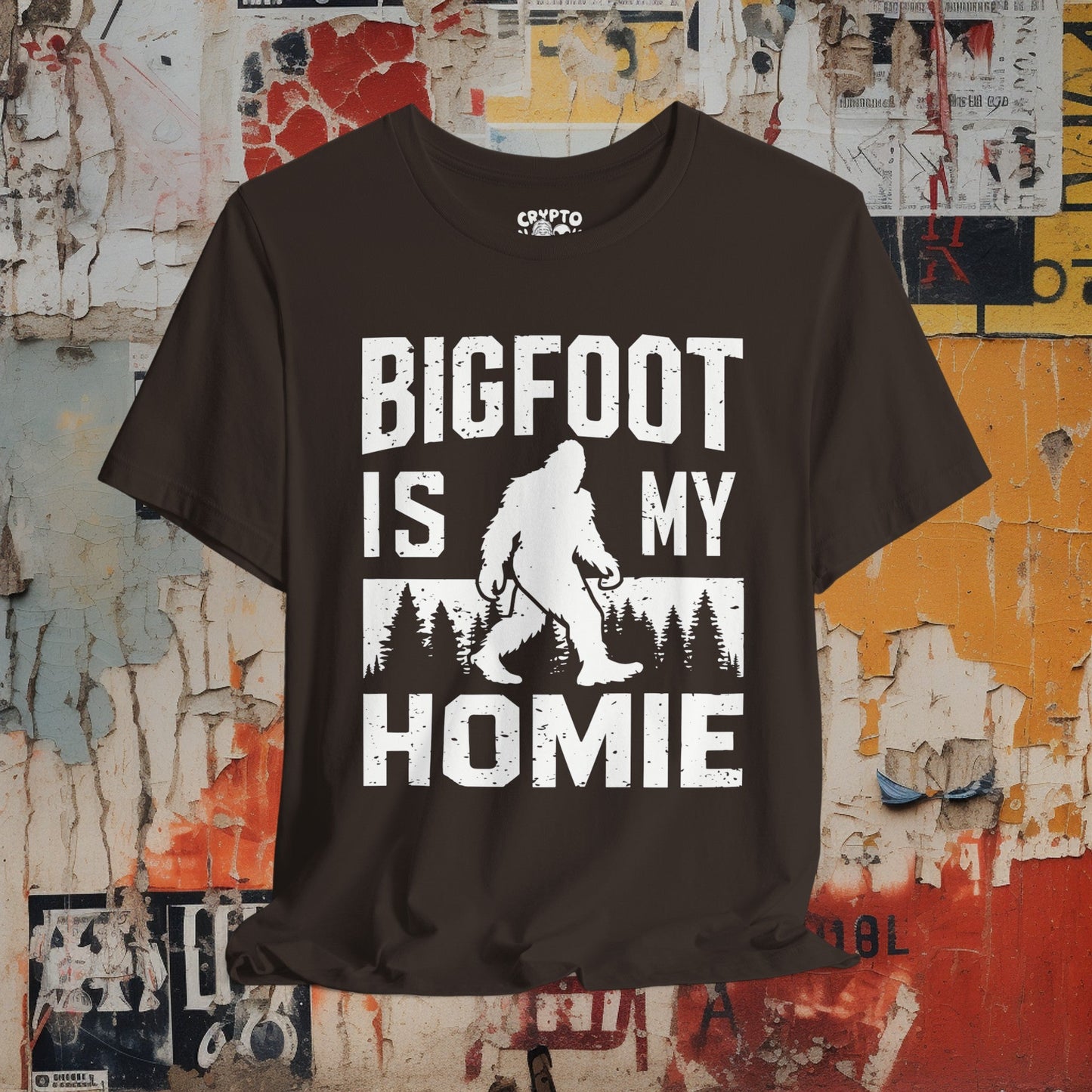 T-Shirt - Bigfoot is my Homie Funny Sasquatch T-shirt | Bella + Canvas Unisex T-shirt from Crypto Zoo Tees