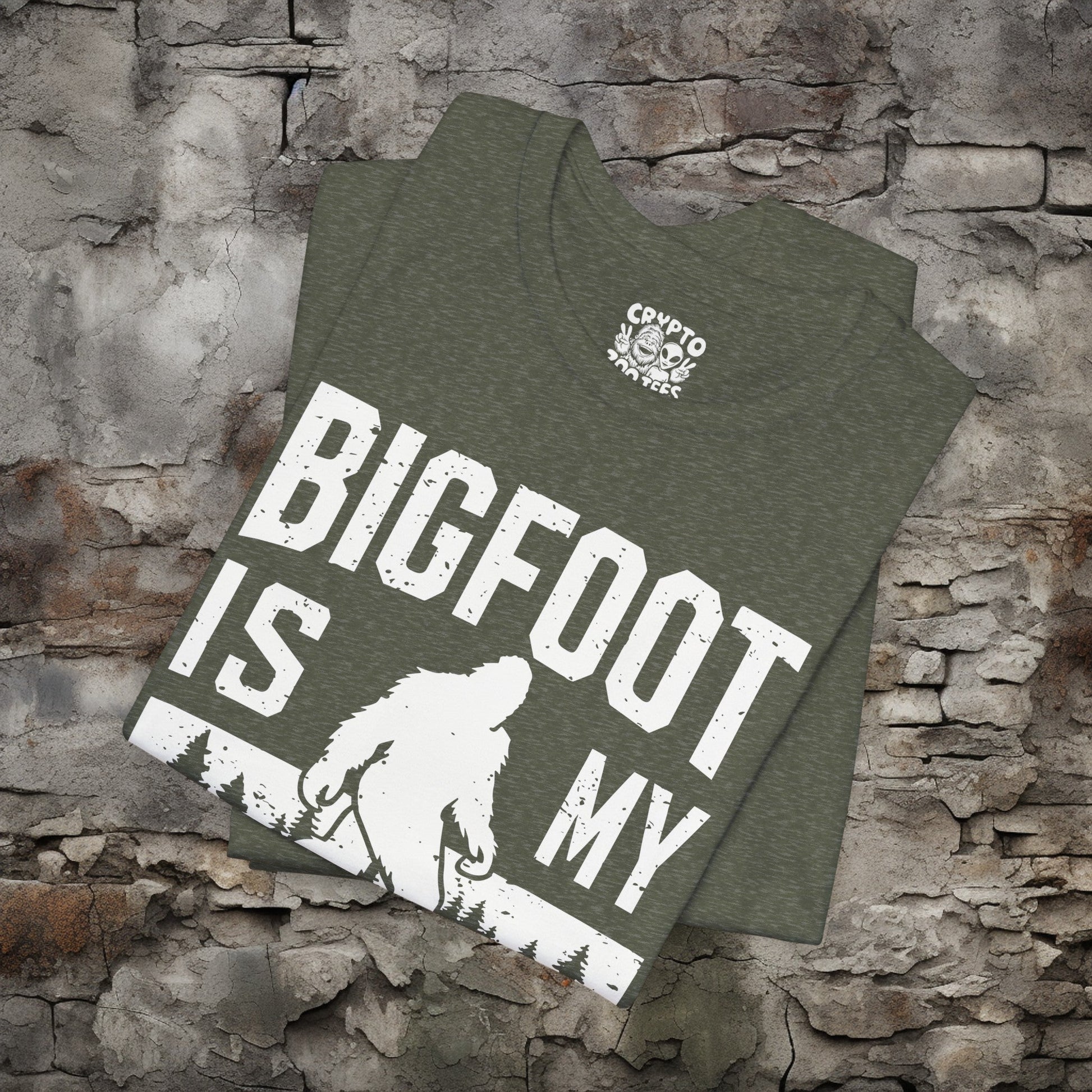 T-Shirt - Bigfoot is my Homie Funny Sasquatch T-shirt | Bella + Canvas Unisex T-shirt from Crypto Zoo Tees