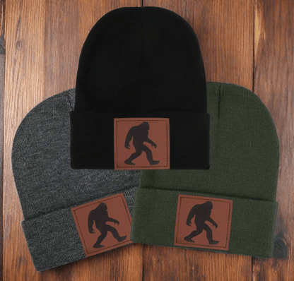  - Bigfoot Leather Patch Beanie | Hats & Beanies | Sasquatch Hat from Crypto Zoo Tees