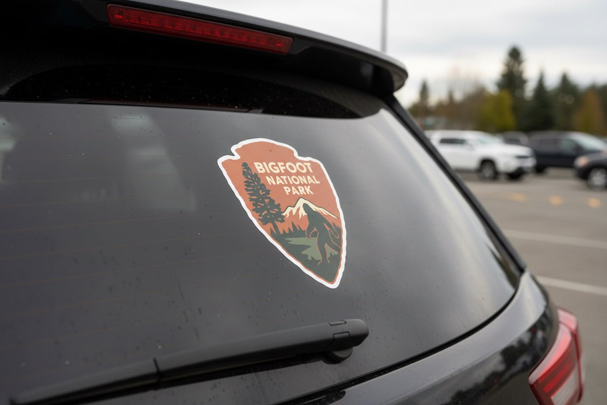 Paper products - Bigfoot Park Sticker | Cryptids, Hiking | Laptop Decal, Car Vinyl from Crypto Zoo Tees