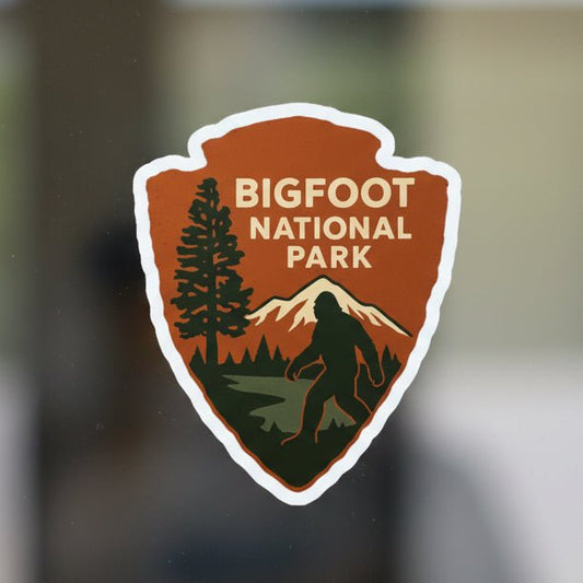 Paper products - Bigfoot Park Sticker | Cryptids, Hiking | Laptop Decal, Car Vinyl from Crypto Zoo Tees