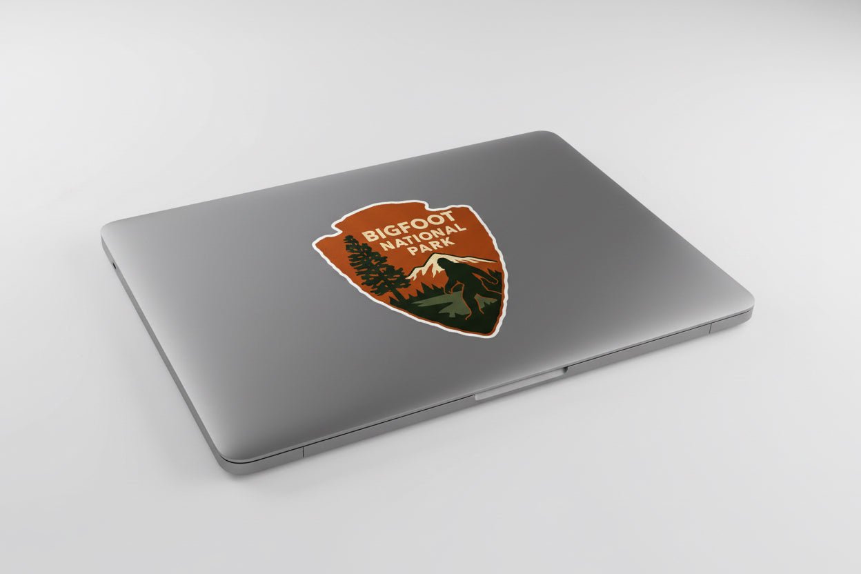 Paper products - Bigfoot Park Sticker | Cryptids, Hiking | Laptop Decal, Car Vinyl from Crypto Zoo Tees