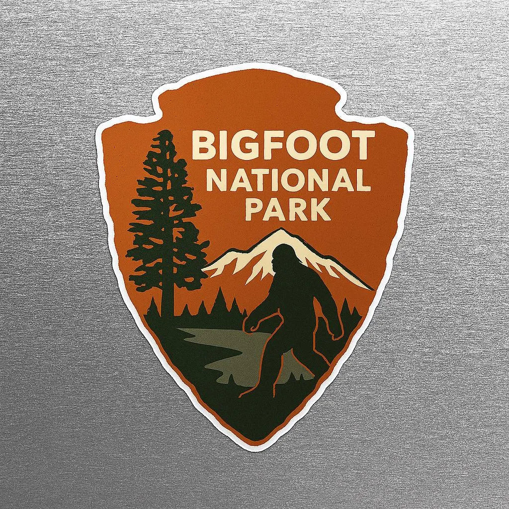 Paper products - Bigfoot Park Sticker | Cryptids, Hiking | Laptop Decal, Car Vinyl from Crypto Zoo Tees