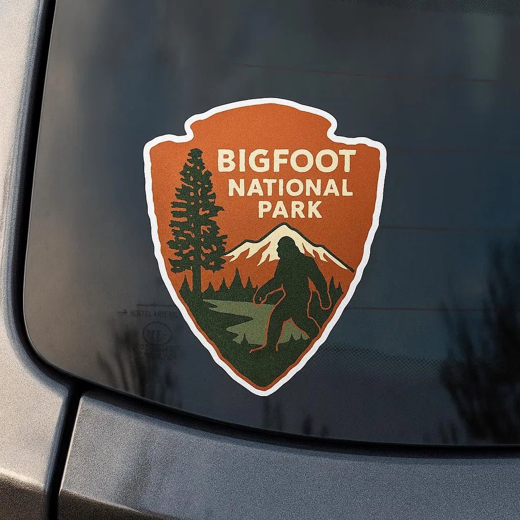 Paper products - Bigfoot Park Sticker | Cryptids, Hiking | Laptop Decal, Car Vinyl from Crypto Zoo Tees