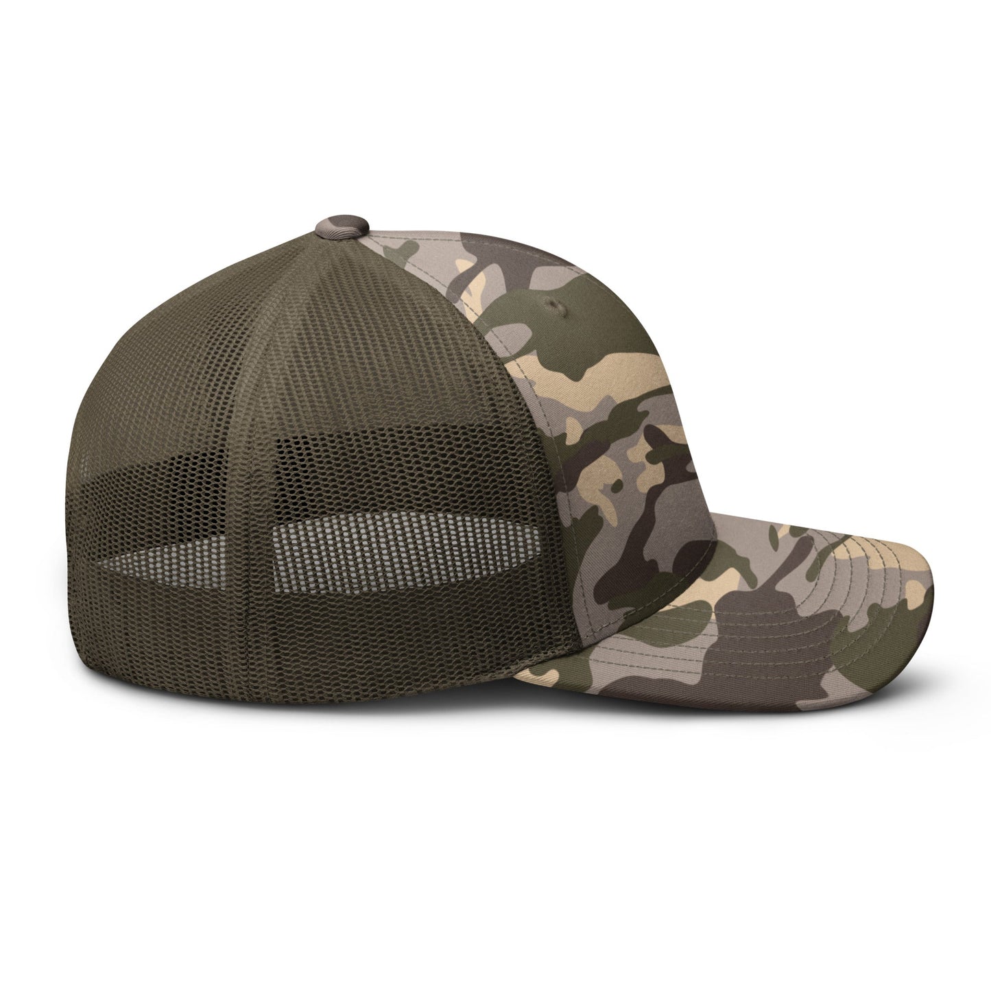  - Bigfoot Peace Sign | Camouflage Trucker Hat | Meshback Ball Cap from Crypto Zoo Tees