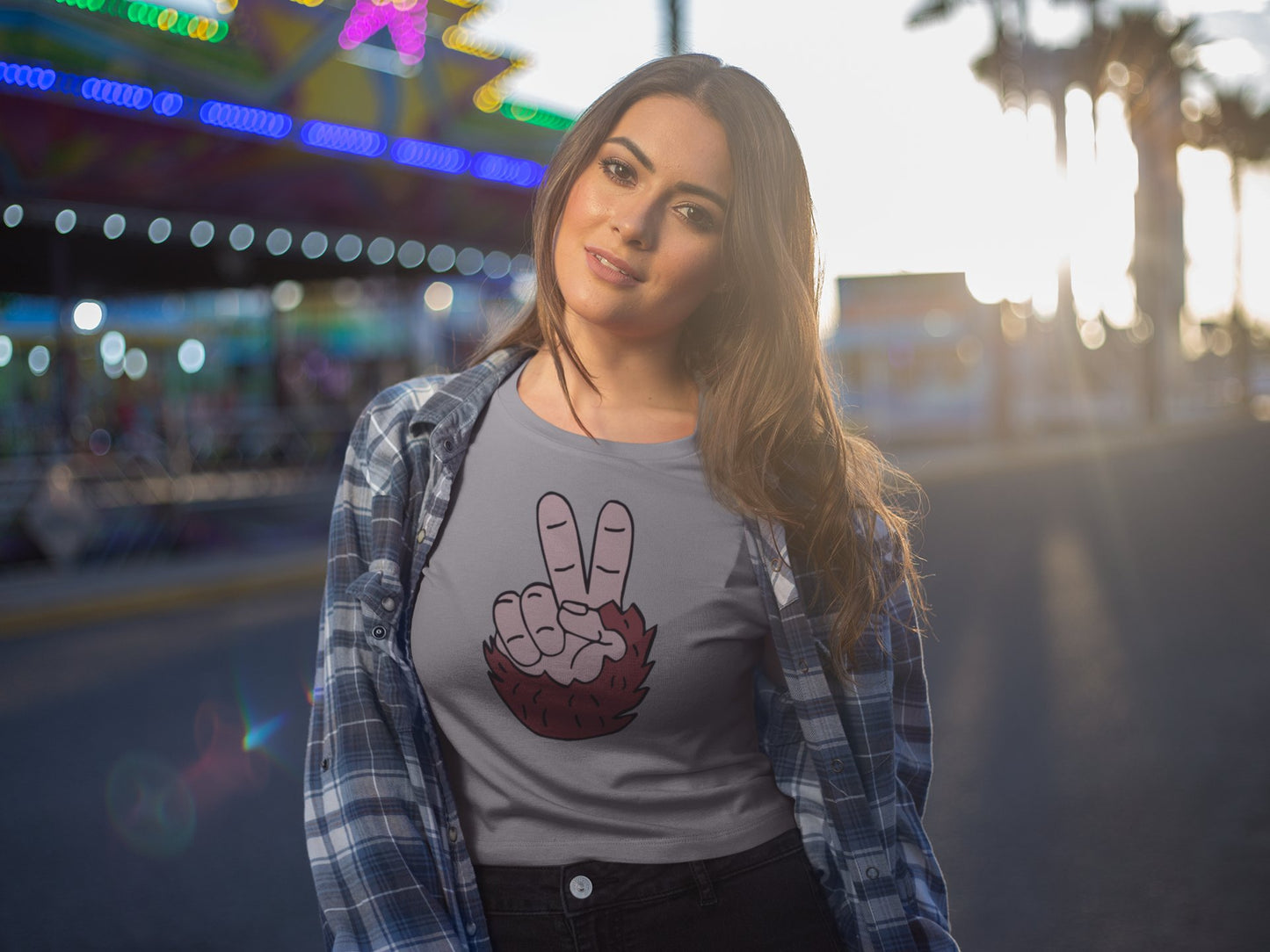 T-Shirt - Bigfoot Peace Sign Hand Funny Tee | Bella + Canvas Unisex T-shirt from Crypto Zoo Tees