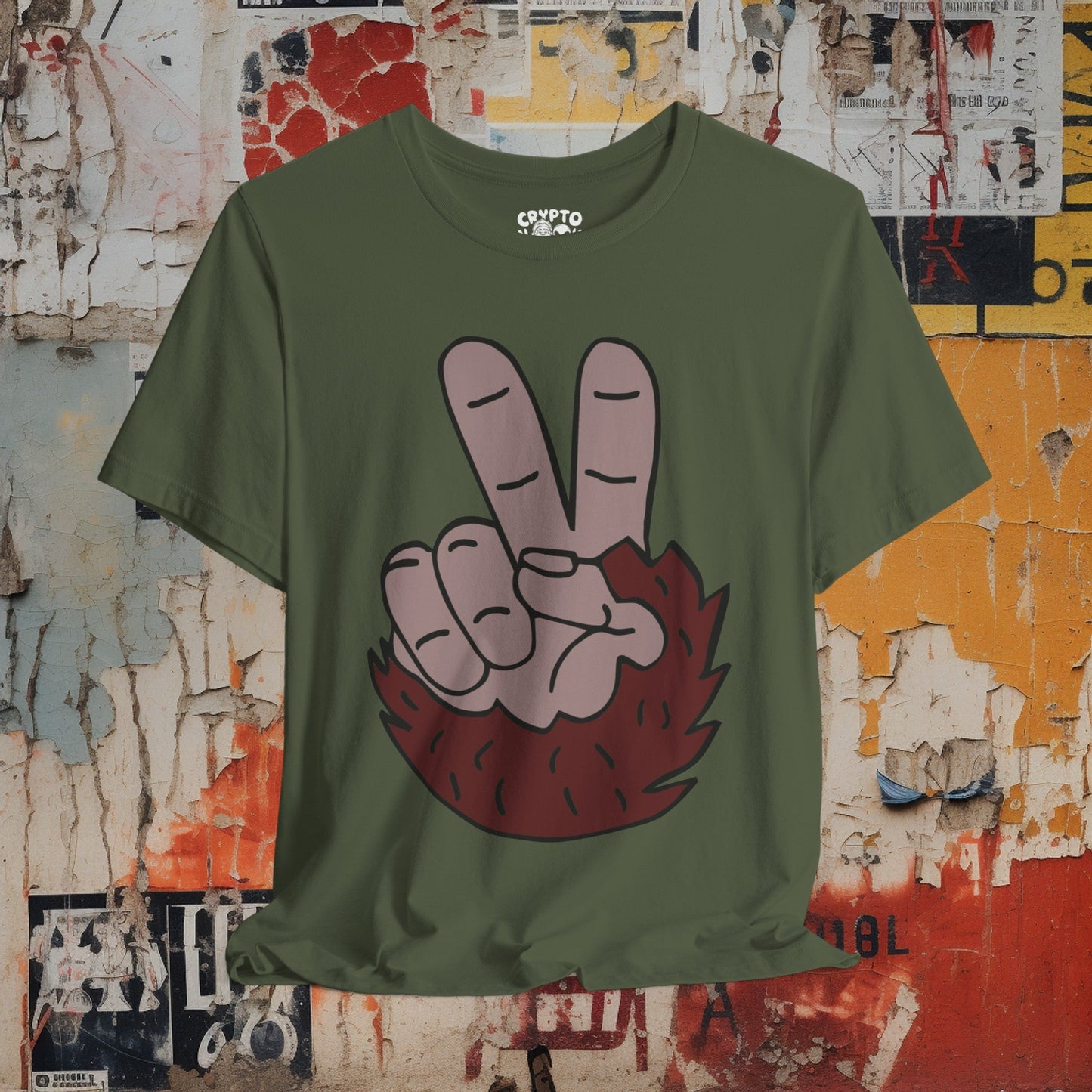 T-Shirt - Bigfoot Peace Sign Hand Funny Tee | Bella + Canvas Unisex T-shirt from Crypto Zoo Tees