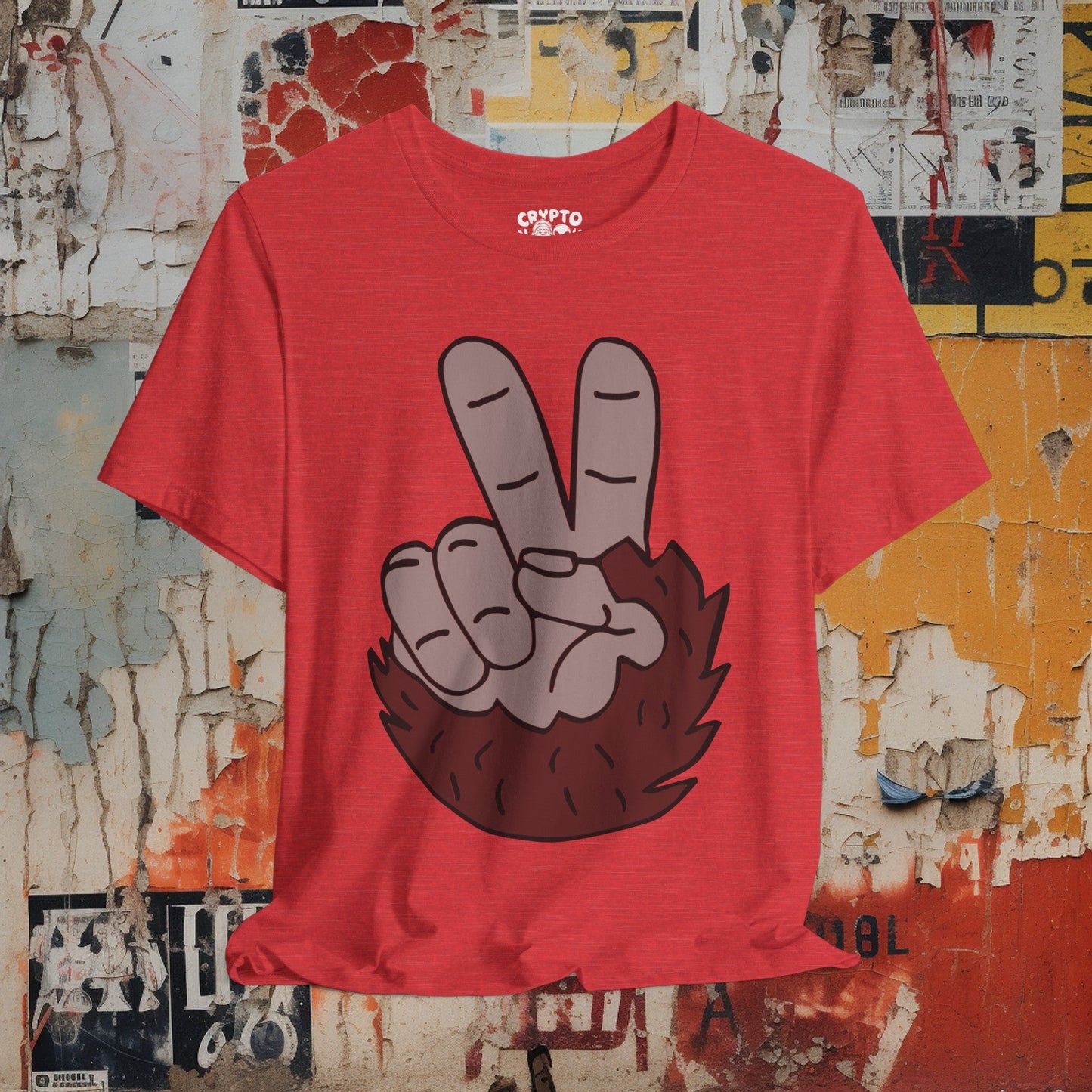 T-Shirt - Bigfoot Peace Sign Hand Funny Tee | Bella + Canvas Unisex T-shirt from Crypto Zoo Tees