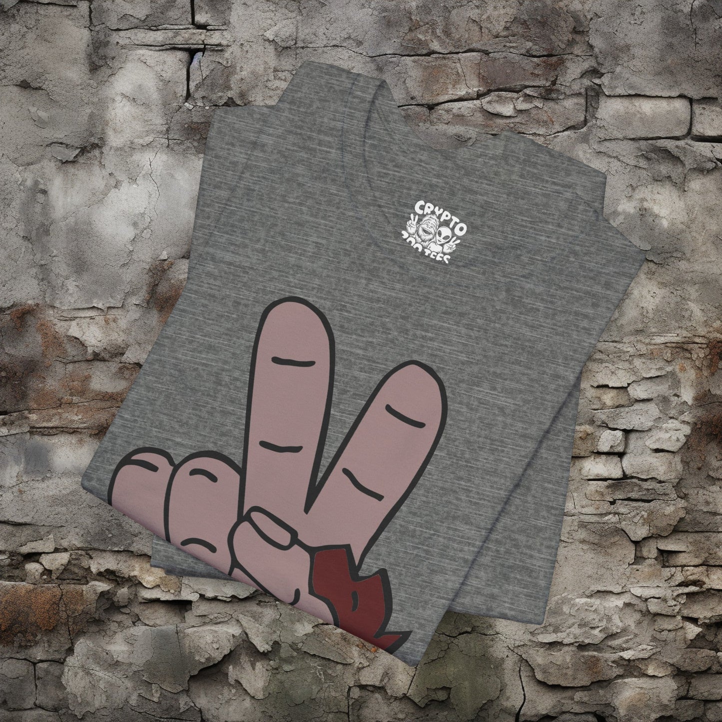 T-Shirt - Bigfoot Peace Sign Hand Funny Tee | Bella + Canvas Unisex T-shirt from Crypto Zoo Tees