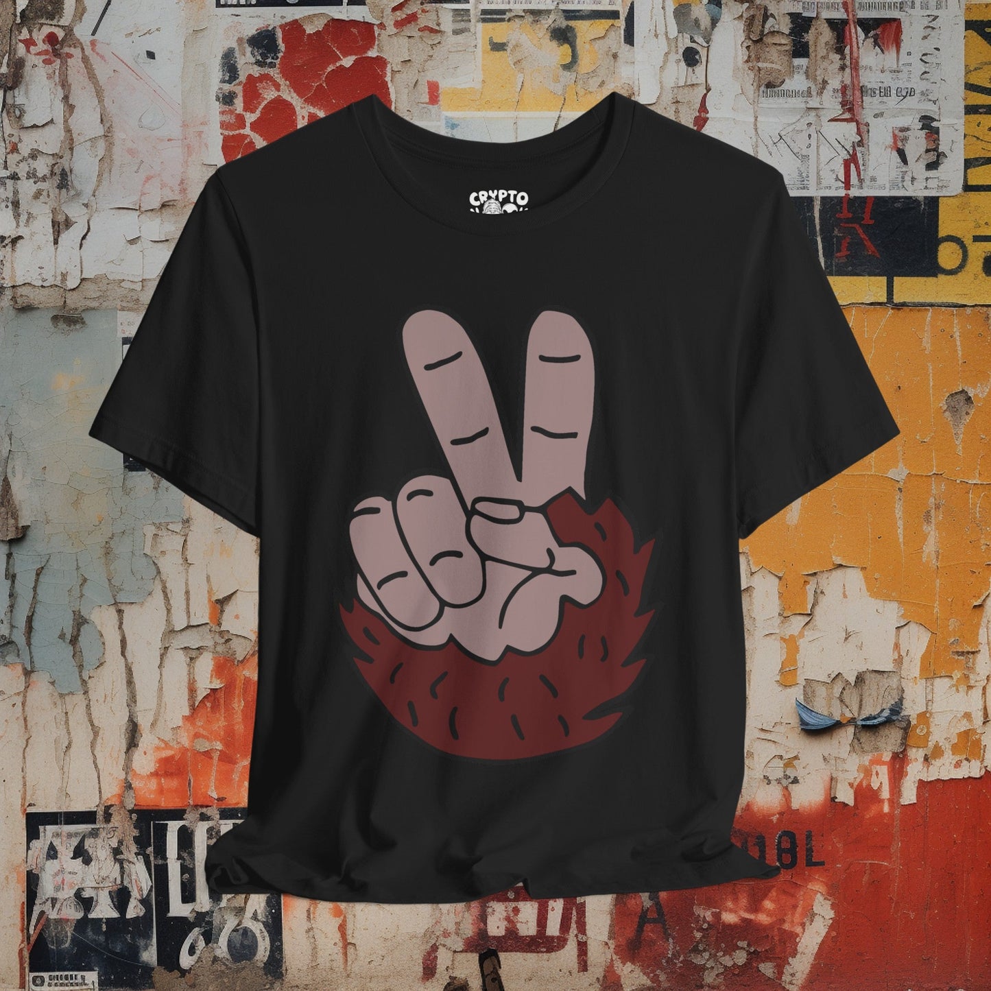 T-Shirt - Bigfoot Peace Sign Hand Funny Tee | Bella + Canvas Unisex T-shirt from Crypto Zoo Tees