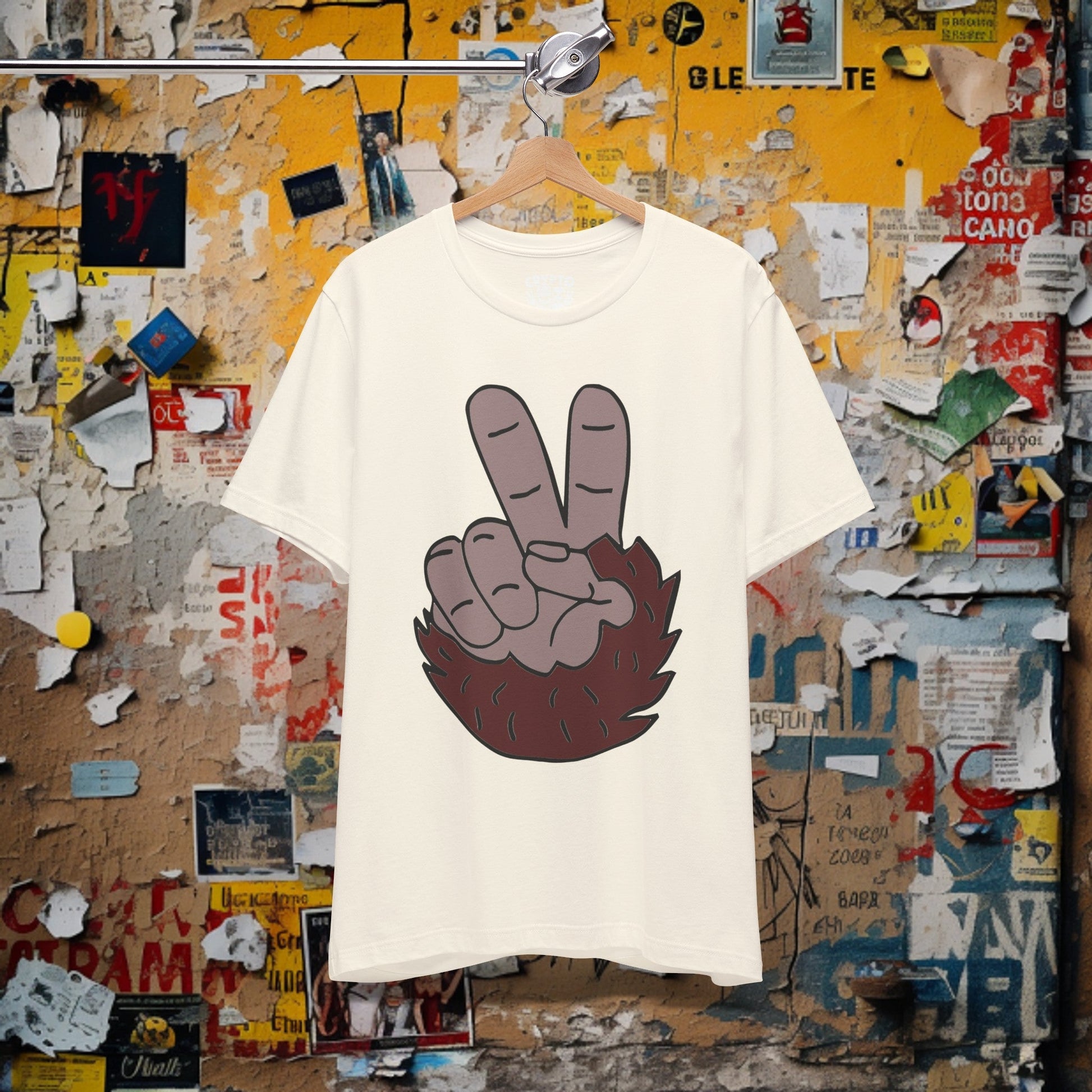 T-Shirt - Bigfoot Peace Sign Hand Funny Tee | Bella + Canvas Unisex T-shirt from Crypto Zoo Tees