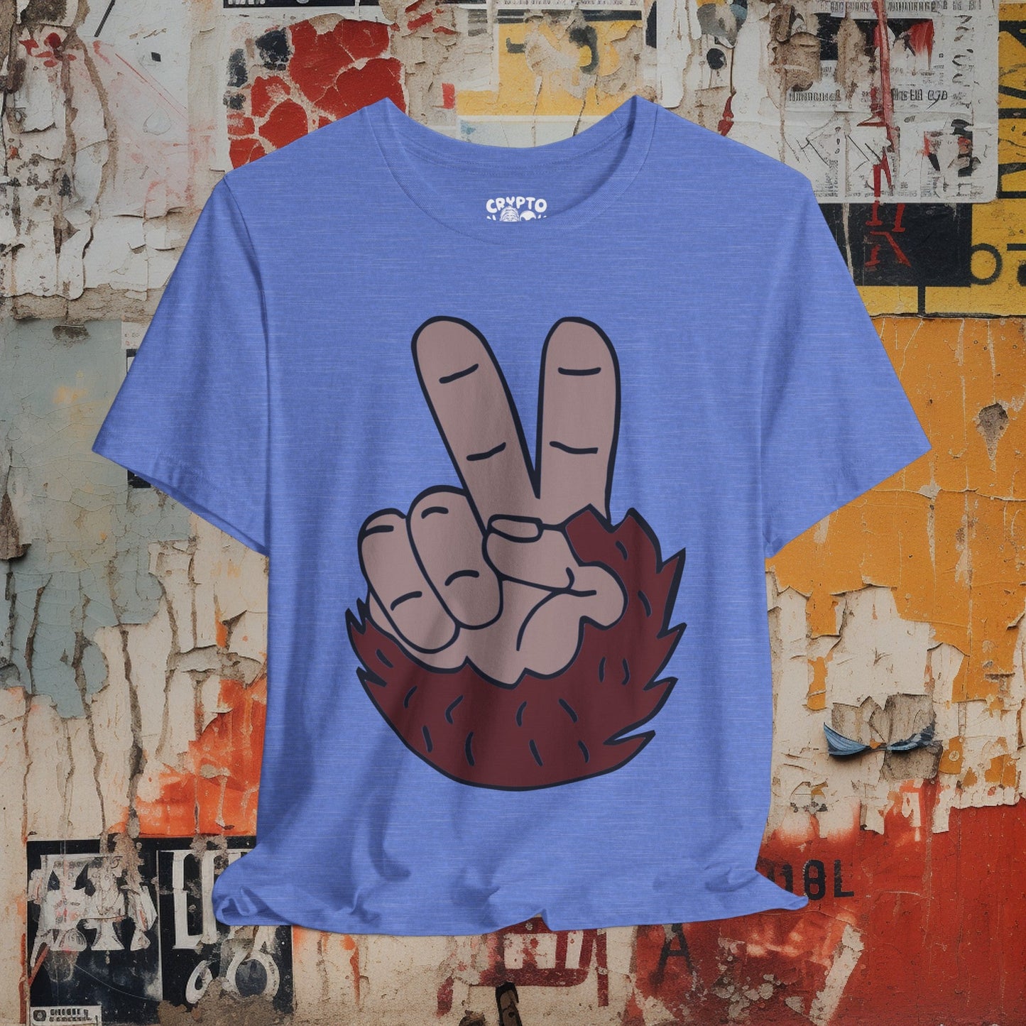 T-Shirt - Bigfoot Peace Sign Hand Funny Tee | Bella + Canvas Unisex T-shirt from Crypto Zoo Tees