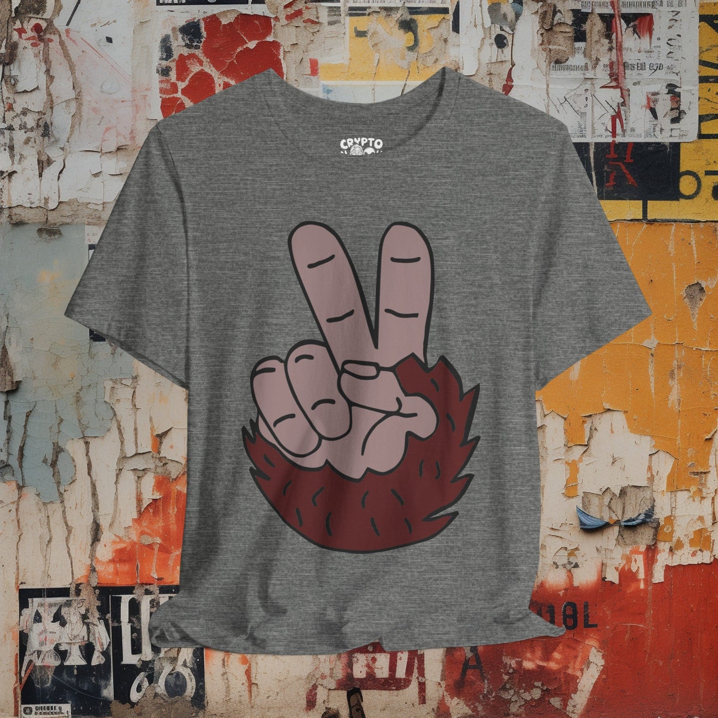 T-Shirt - Bigfoot Peace Sign Hand Funny Tee | Bella + Canvas Unisex T-shirt from Crypto Zoo Tees