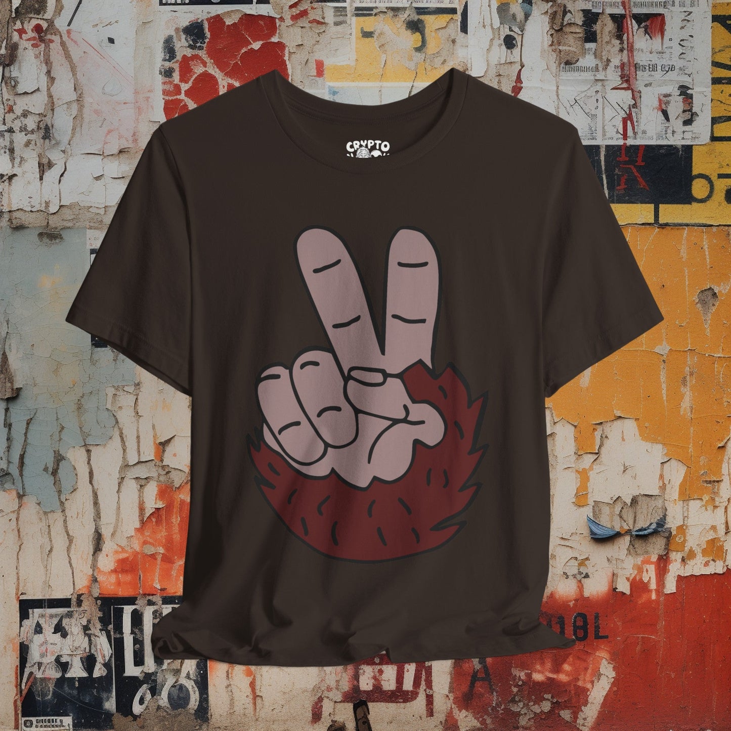 T-Shirt - Bigfoot Peace Sign Hand Funny Tee | Bella + Canvas Unisex T-shirt from Crypto Zoo Tees