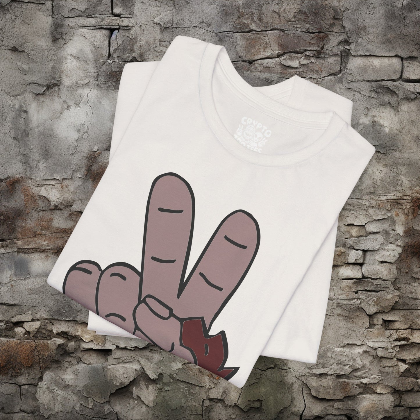 T-Shirt - Bigfoot Peace Sign Hand Funny Tee | Bella + Canvas Unisex T-shirt from Crypto Zoo Tees