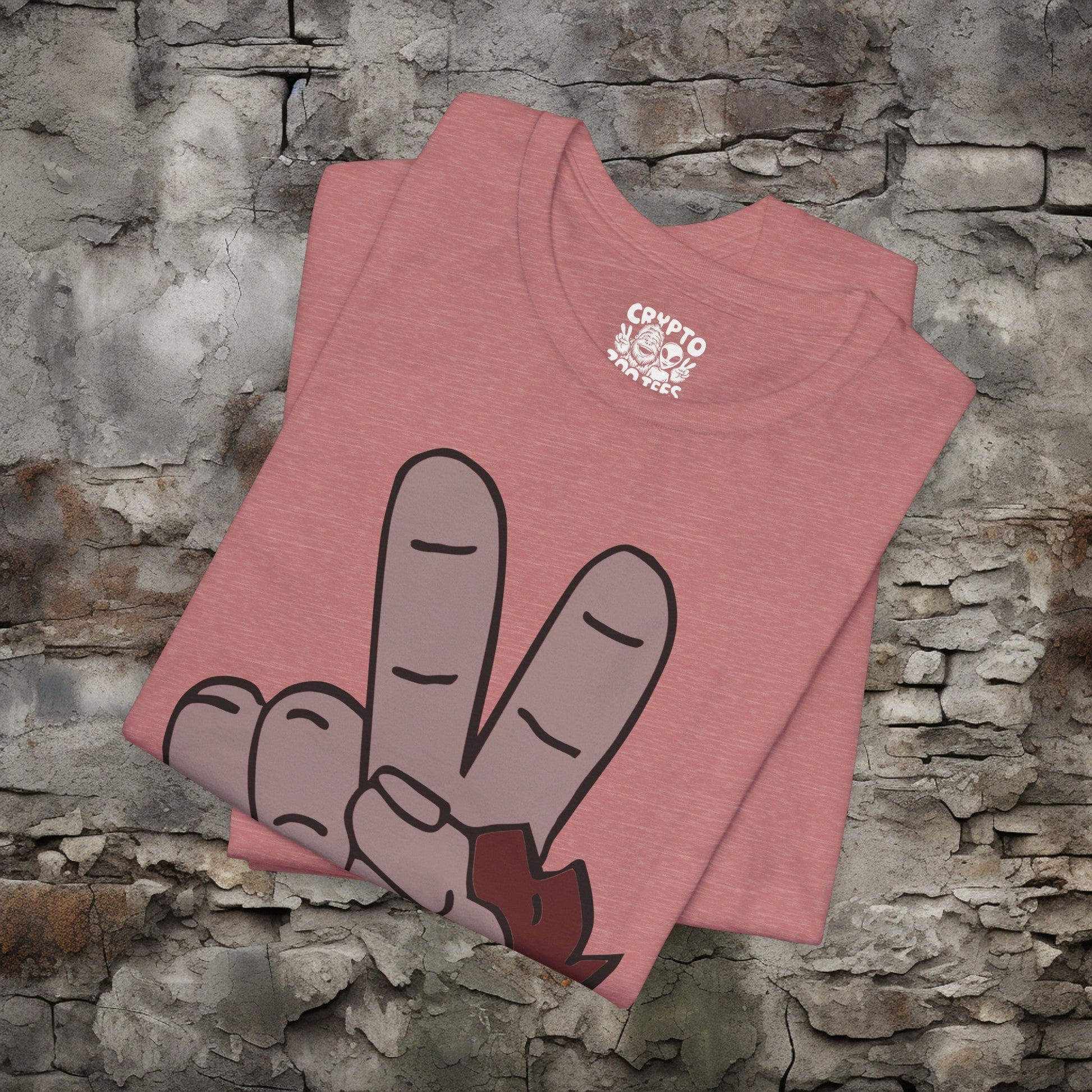 T-Shirt - Bigfoot Peace Sign Hand Funny Tee | Bella + Canvas Unisex T-shirt from Crypto Zoo Tees