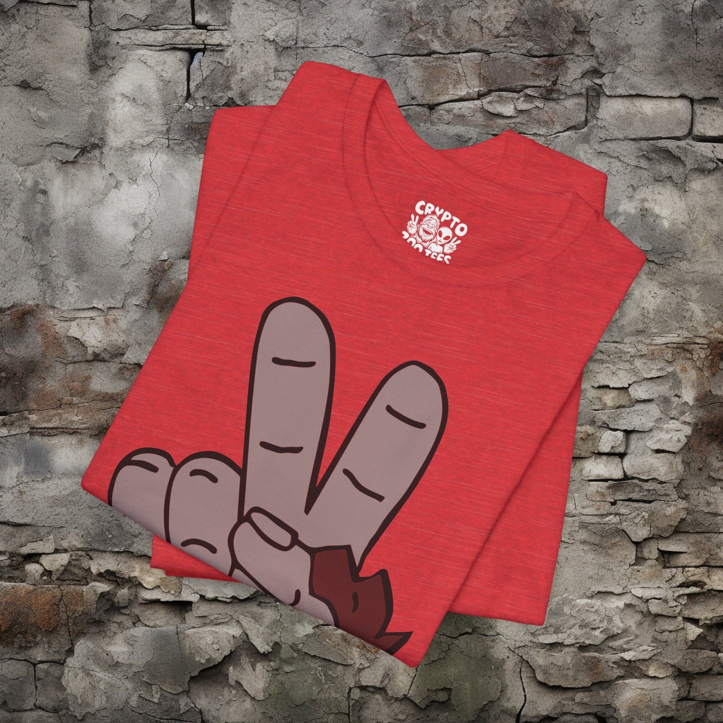 T-Shirt - Bigfoot Peace Sign Hand Funny Tee | Bella + Canvas Unisex T-shirt from Crypto Zoo Tees