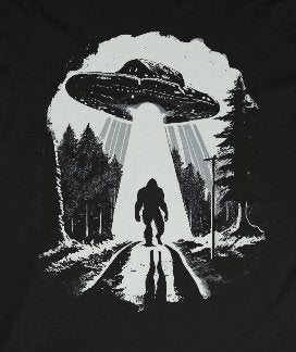 Long-sleeve - Bigfoot UFO Alien Abduction Long Sleeve Shirt | Cosmic Encounter Design | Sci-Fi Mystery Apparel from Crypto Zoo Tees