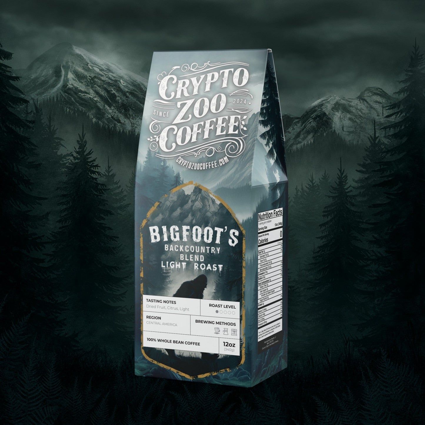 Food & Beverages - Bigfoot's Backcountry Blend | Light Roast Coffee | Whole Bean or Ground | From Crypto Zoo Coffee from Crypto Zoo Tees