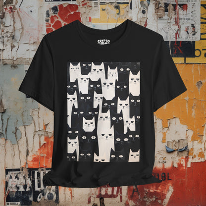 T - Shirt - Black and White Cat Pattern | Animal | Bella + Canvas Unisex T - shirt from Crypto Zoo Tees