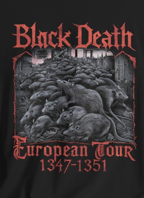 T-Shirt - Black Death European Tour Funny Plague Metal Tee | Bella + Canvas Unisex T-shirt from Crypto Zoo Tees