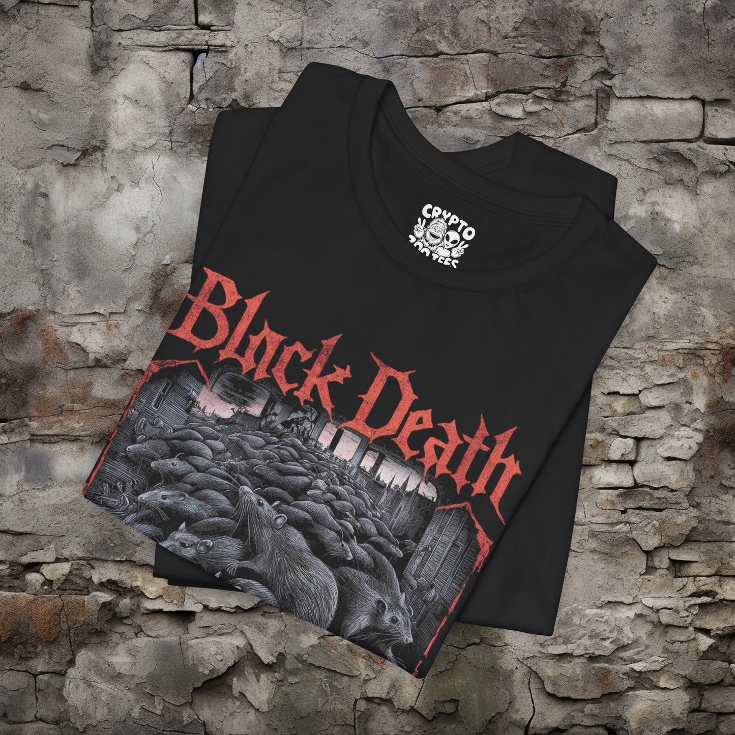 T-Shirt - Black Death European Tour Funny Plague Metal Tee | Bella + Canvas Unisex T-shirt from Crypto Zoo Tees