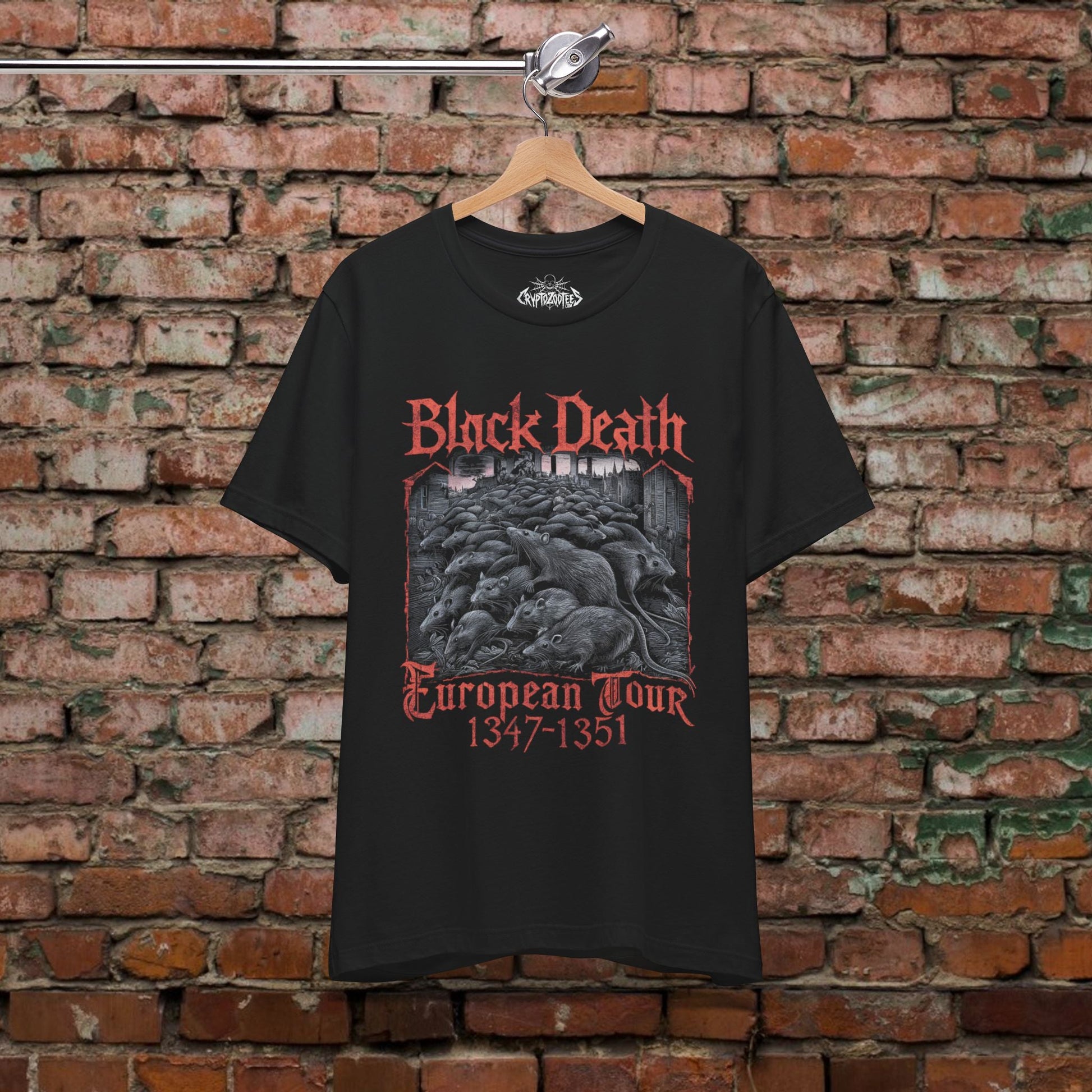T-Shirt - Black Death Tour Shirt | Funny, Metal | Unisex Shirt, Ladies Tee, Tank Top, Long Sleeve, Sweatshirt, Hoodie from Crypto Zoo Tees