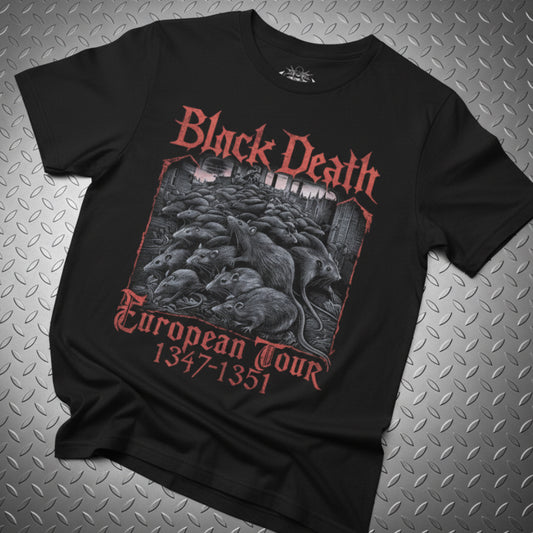 T-Shirt - Black Death Tour Shirt | Funny, Metal | Unisex Shirt, Ladies Tee, Tank Top, Long Sleeve, Sweatshirt, Hoodie from Crypto Zoo Tees