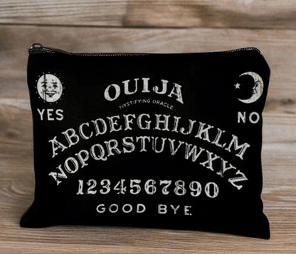  - Black Ouija Zipper Cosmetic Bag | Gift | Ghosts & Paranormal | Gothic from Crypto Zoo Tees