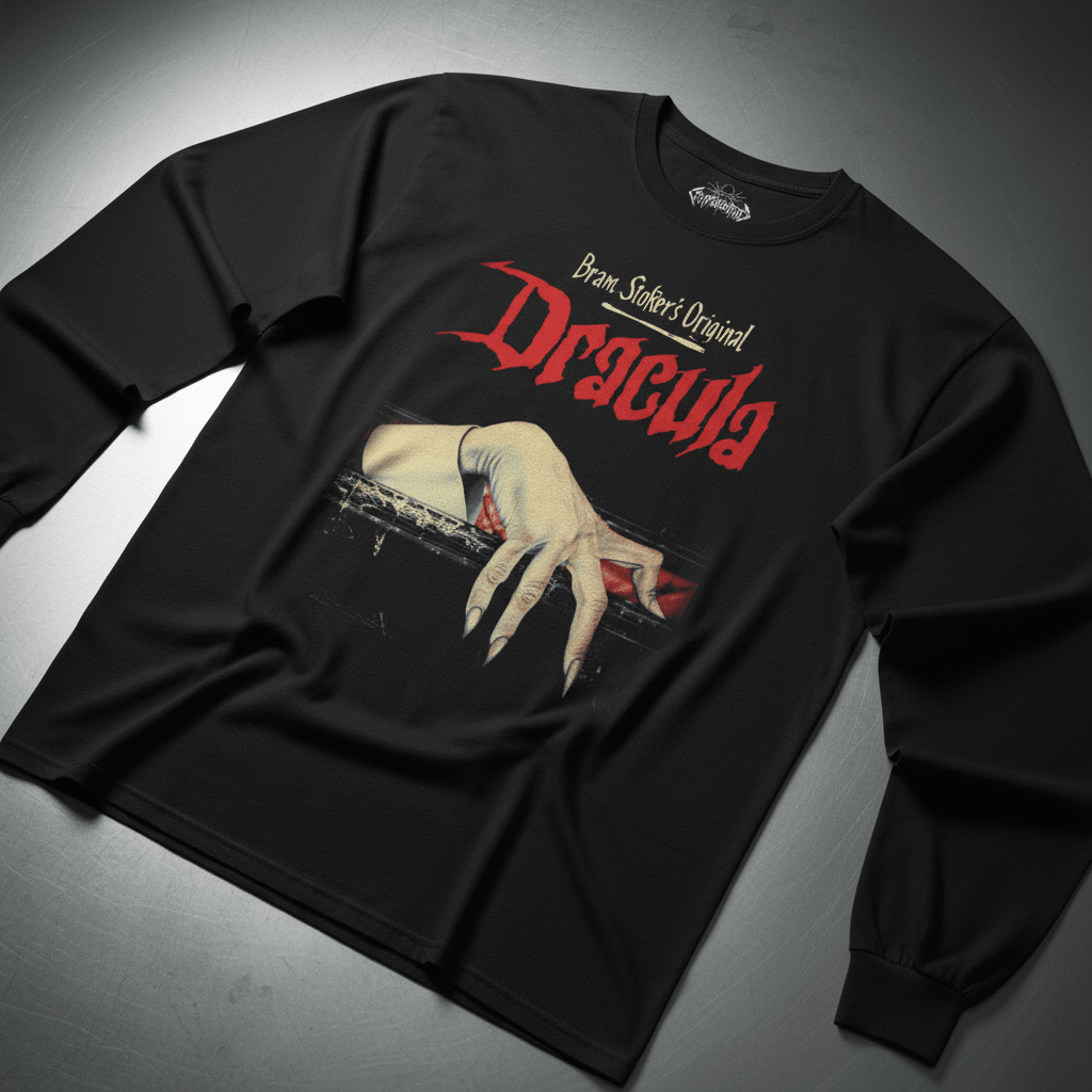 T-Shirt - Bram Stokers Dracula Long Sleeve | Horror, Books | Unisex Long Sleeve Tee - Guldan 2400 from Crypto Zoo Tees