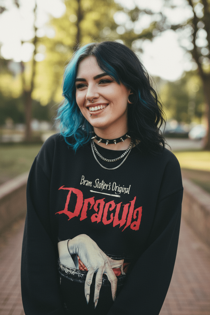 T-Shirt - Bram Stokers Dracula Sweatshirt | Horror, Books | Unisex Crewneck Sweatshirt - Gildan 18000 from Crypto Zoo Tees