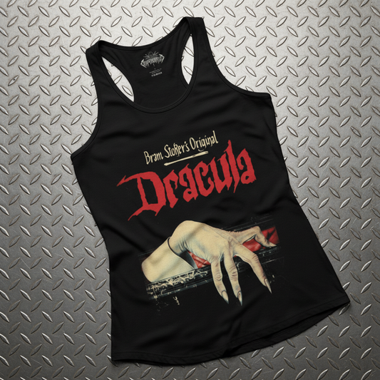 T-Shirt - Bram Stokers Dracula Tank | Horror, Books | Ladies Racerback Tank Top - Next Level 1533 from Crypto Zoo Tees