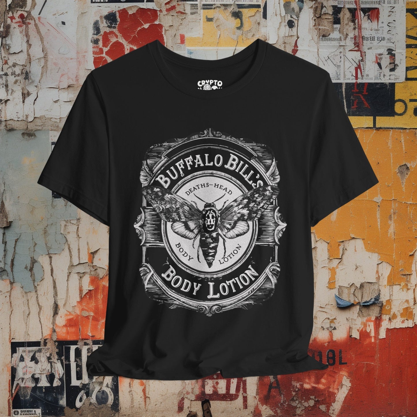 T-Shirt - Buffalo Bill's Body Lotion Apothecary Label Tee | Silence of The Lambs Parody Shirt | Bella + Canvas Unisex T-shirt from Crypto Zoo Tees
