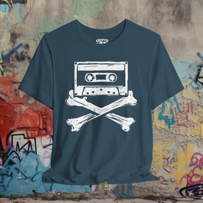 T-Shirt - Cassette Tape and Crossbones Funny Music Tee | Bella + Canvas Unisex T-shirt from Crypto Zoo Tees