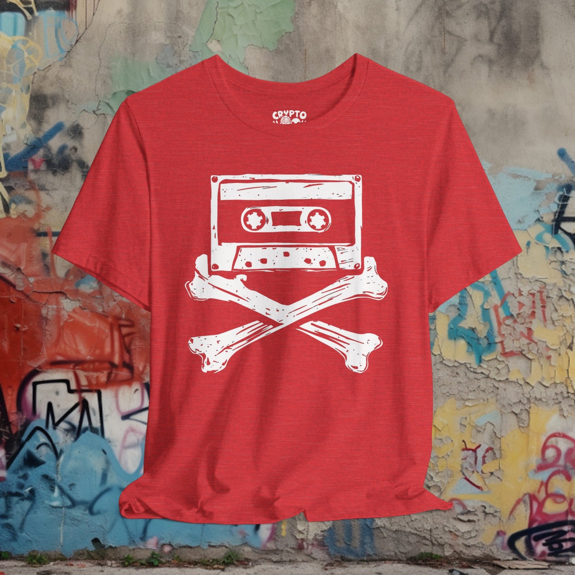 T-Shirt - Cassette Tape and Crossbones Funny Music Tee | Bella + Canvas Unisex T-shirt from Crypto Zoo Tees